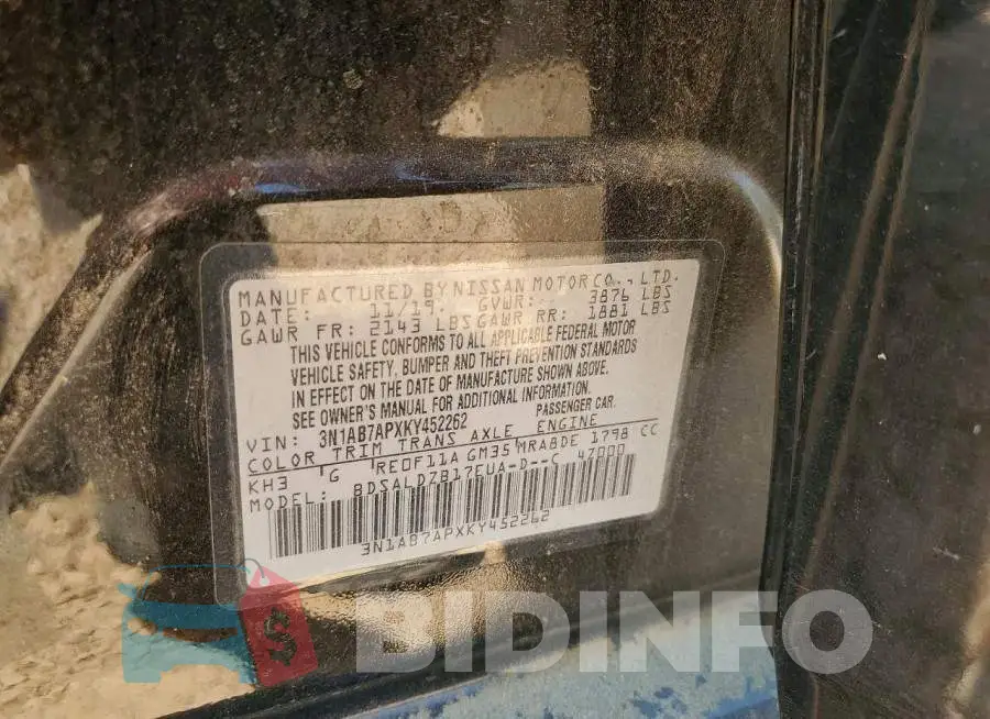 3N1AB7APXKY452262 Photo# 13