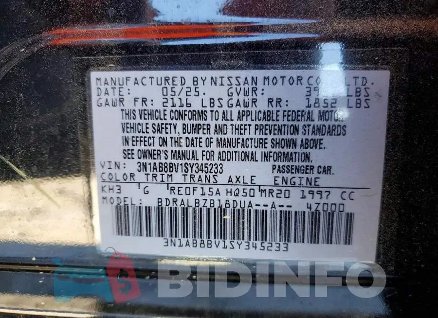 3N1AB8BV1SY345233 Photo# 12