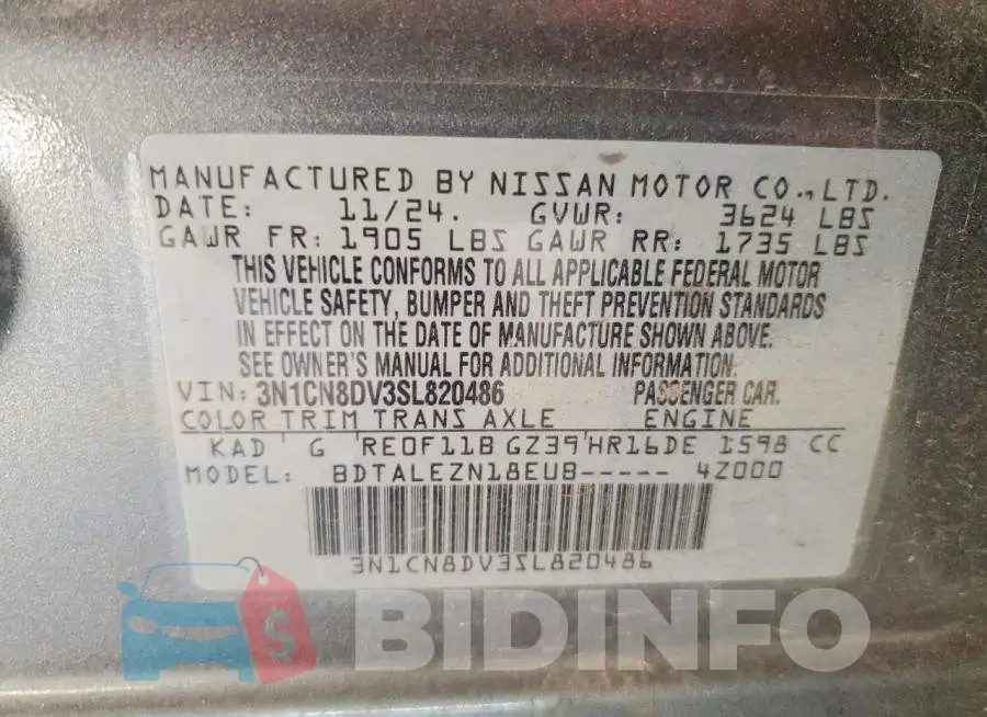 3N1CN8DV3SL820486 Photo# 12