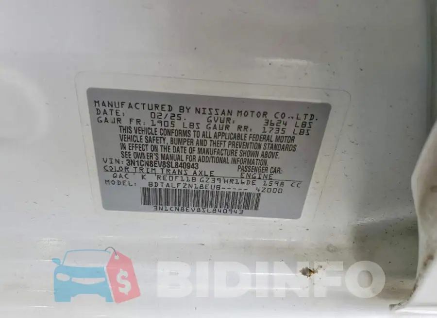3N1CN8EV8SL840943 Photo# 12