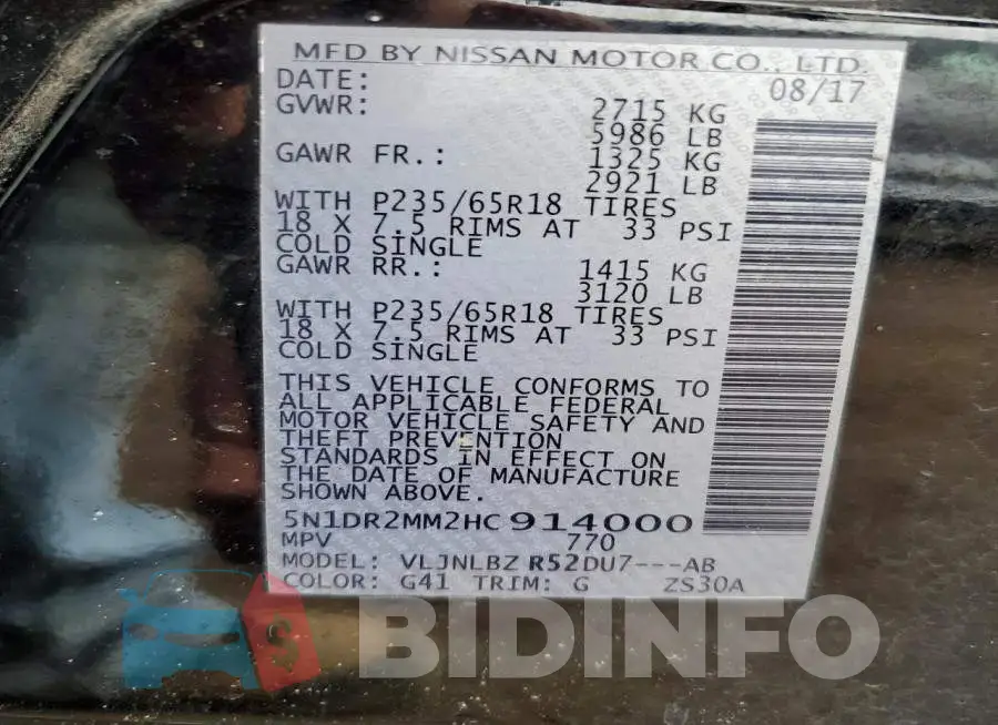 5N1DR2MM2HC914000 Photo# 12