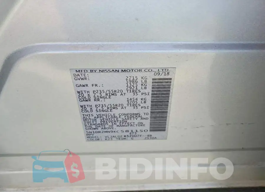 5N1DR2MN9KC581150 Photo# 13