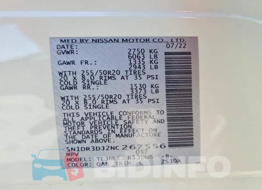 5N1DR3DJ2NC267556 Photo# 14