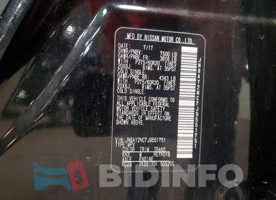 JN8AY2NC7J9551751 Photo# 13