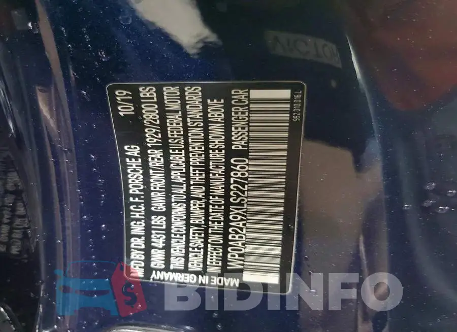 WP0AB2A9XLS227860 Photo# 12