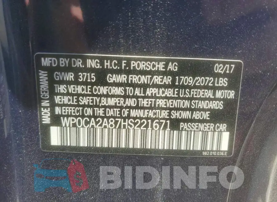 WP0CA2A87HS221671 Photo# 13