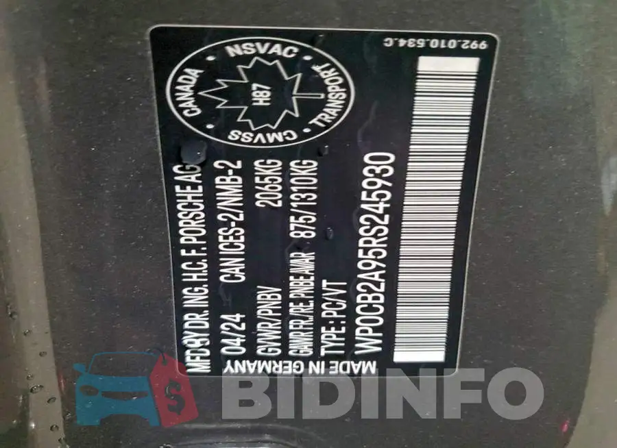 WP0CB2A95RS245930 Photo# 12
