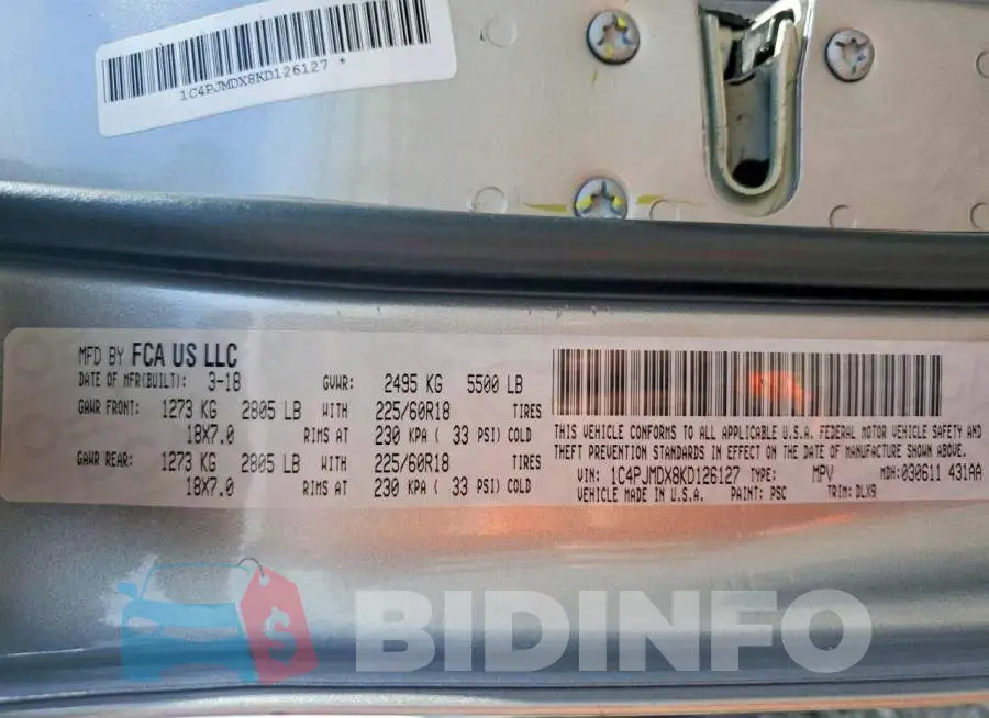1C4PJMDX8KD126127 Photo# 13