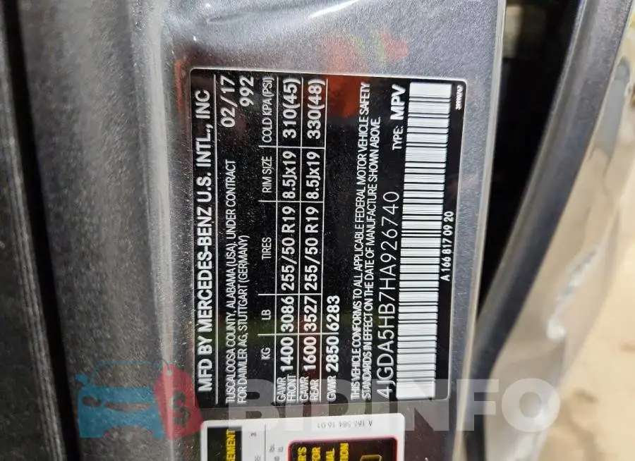 4JGDA5HB7HA926740 Photo# 14