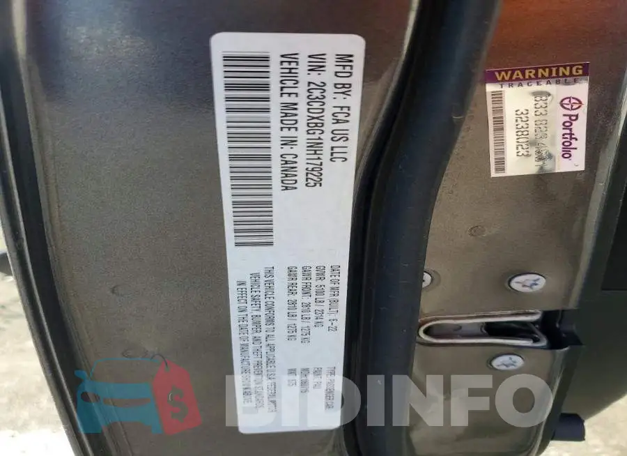 2C3CDXBG1NH179225 Photo# 13