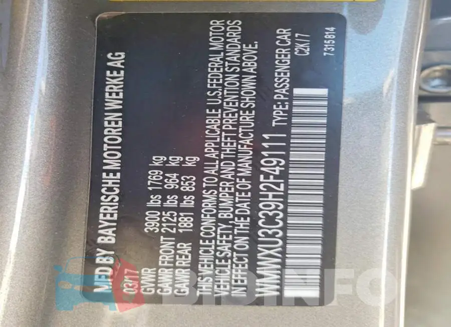 WMWXU3C39H2F49111 Photo# 13