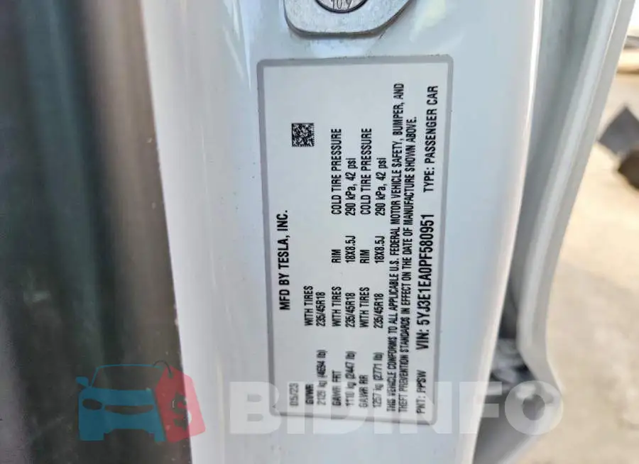 5YJ3E1EA0PF580951 Photo# 12