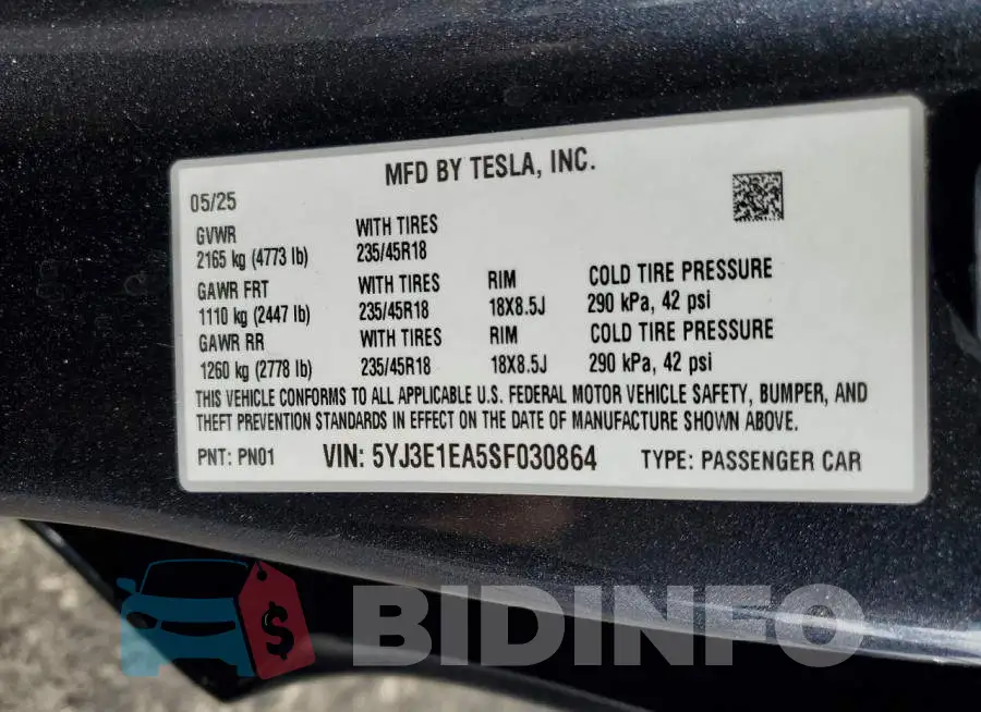 5YJ3E1EA5SF030864 Photo# 12