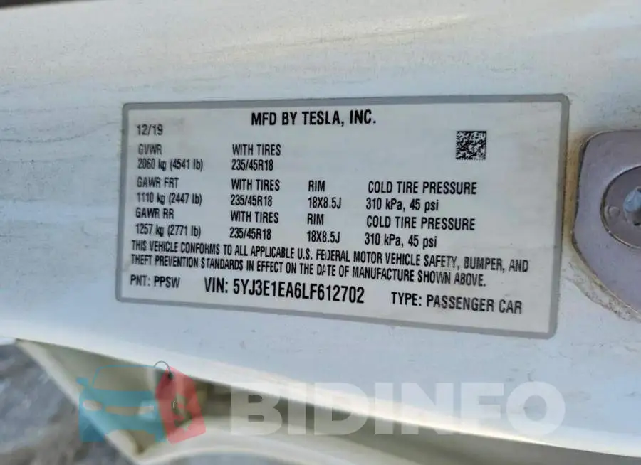 5YJ3E1EA6LF612702 Photo# 12