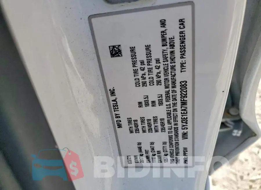5YJ3E1EA7MF922083 Photo# 12