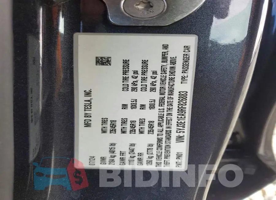 5YJ3E1EA9RF826883 Photo# 12