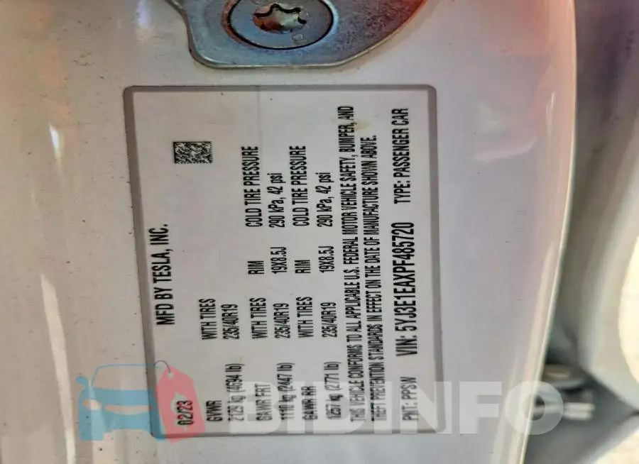 5YJ3E1EAXPF485720 Photo# 12