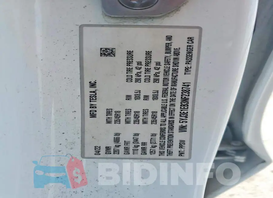 5YJ3E1EB3NF238741 Photo# 13