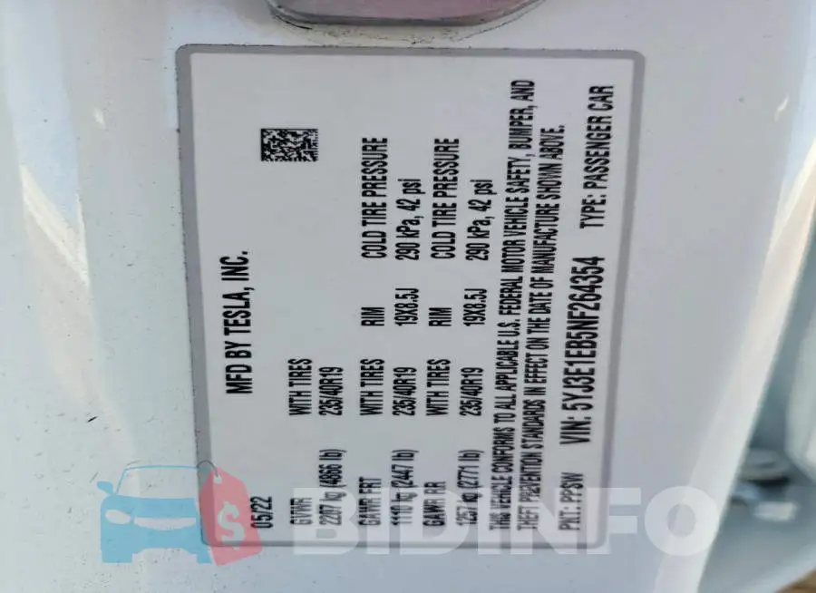 5YJ3E1EB5NF264354 Photo# 12