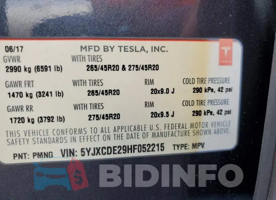 5YJXCDE29HF052215 Photo# 13