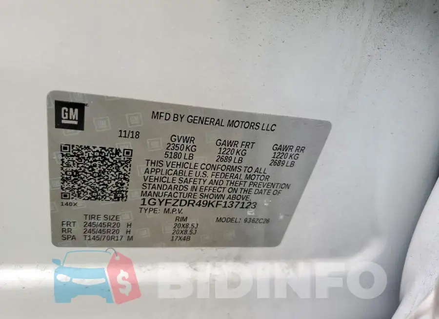 1GYFZDR49KF137123 Photo# 12