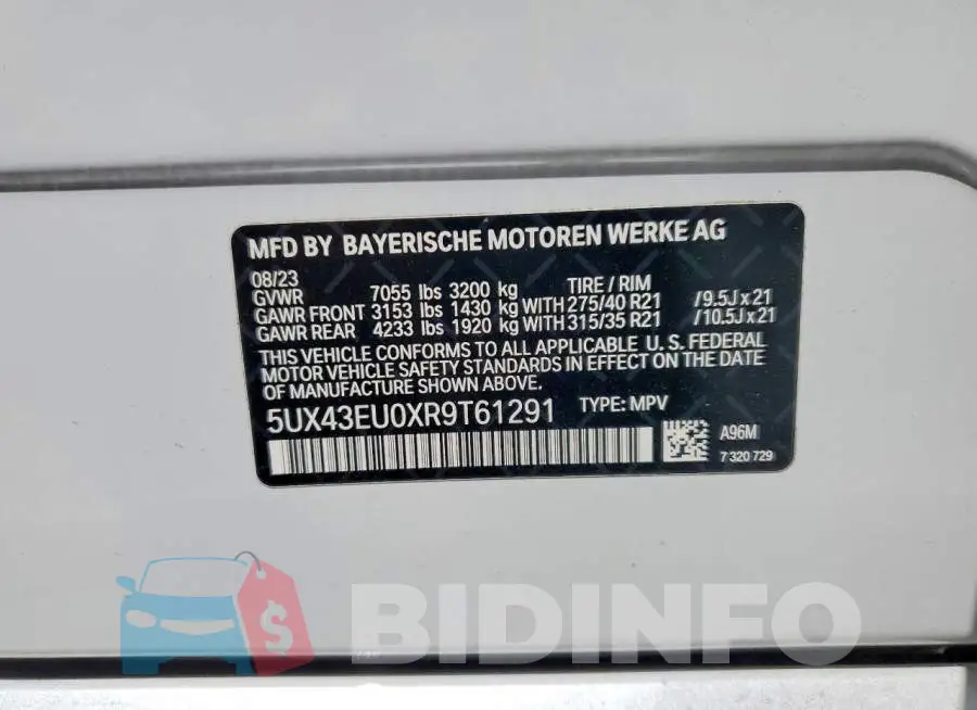 5UX43EU0XR9T61291 Photo# 14