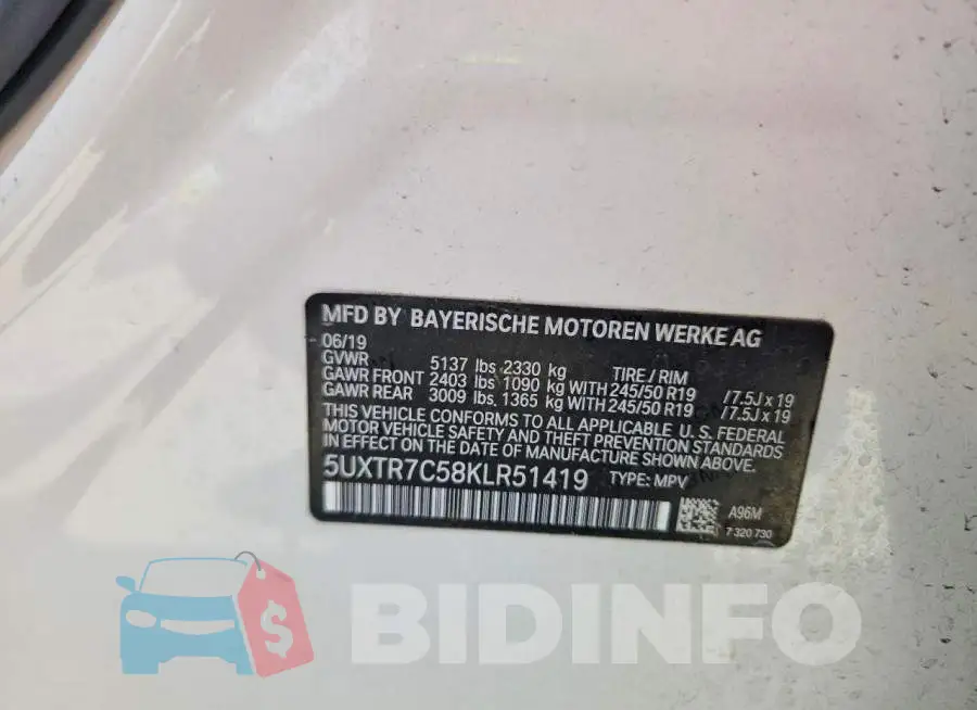 5UXTR7C58KLR51419 Photo# 13