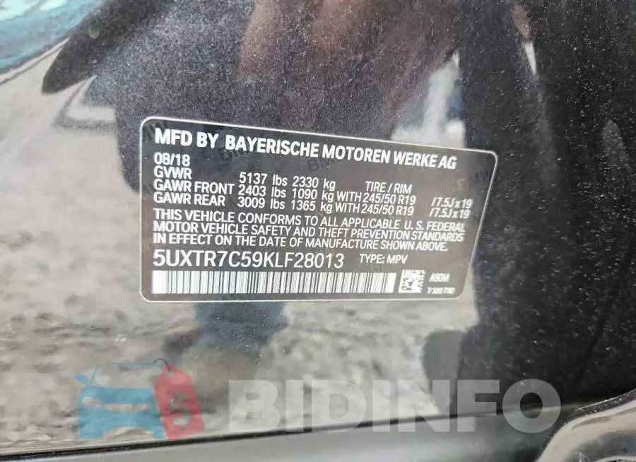 5UXTR7C59KLF28013 Photo# 13
