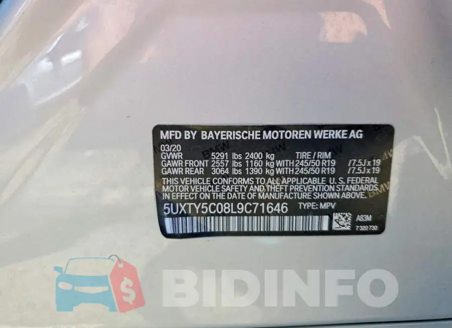 5UXTY5C08L9C71646 Photo# 13
