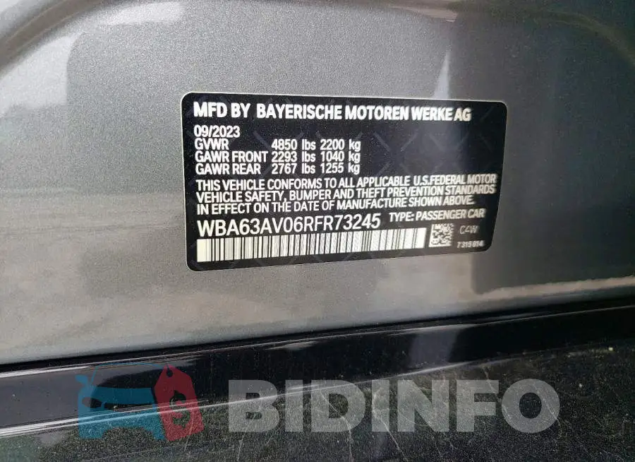 WBA63AV06RFR73245 Photo# 12