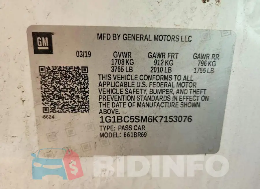 1G1BC5SM6K7153076 Photo# 12