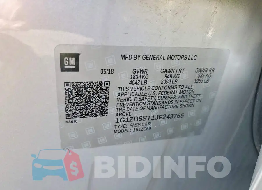 1G1ZB5ST1JF243765 Photo# 12