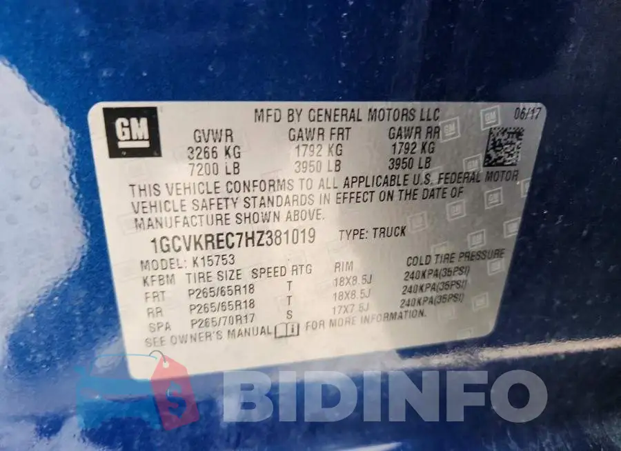 1GCVKREC7HZ381019 Photo# 12