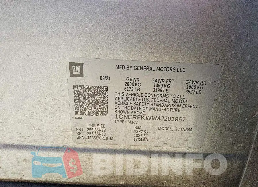 1GNERFKW9MJ201967 Photo# 13