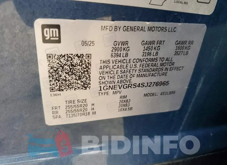 1GNEVGRS4SJ276965 Photo# 13