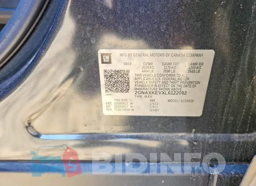 2GNAXKEVXL6122092 Photo# 13