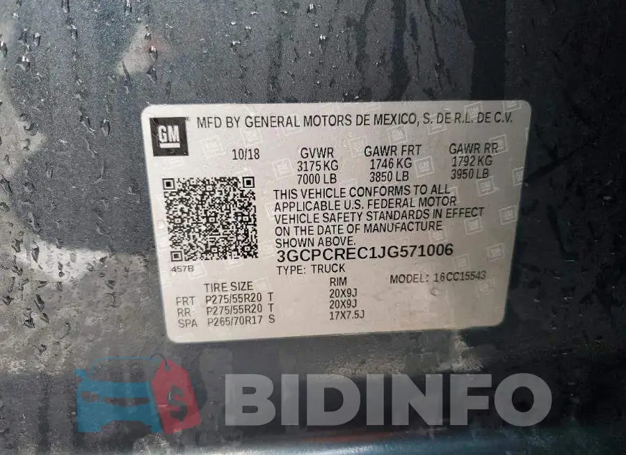 3GCPCREC1JG571006 Photo# 12
