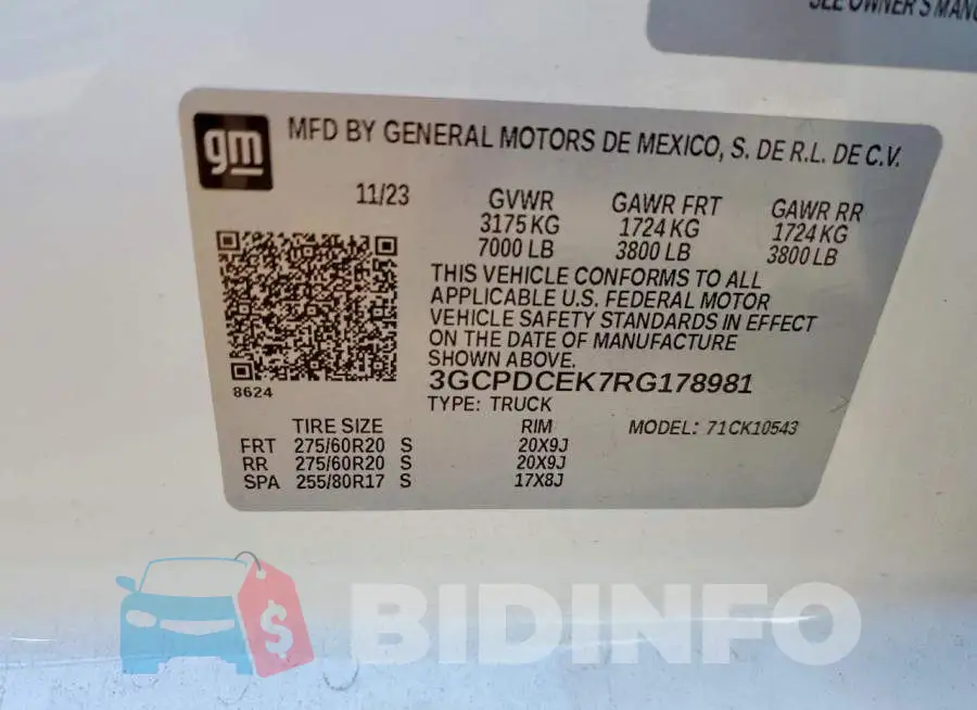 3GCPDCEK7RG178981 Photo# 12