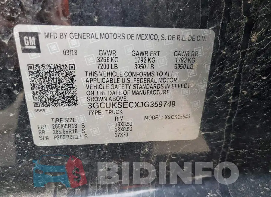 3GCUKSECXJG359749 Photo# 13