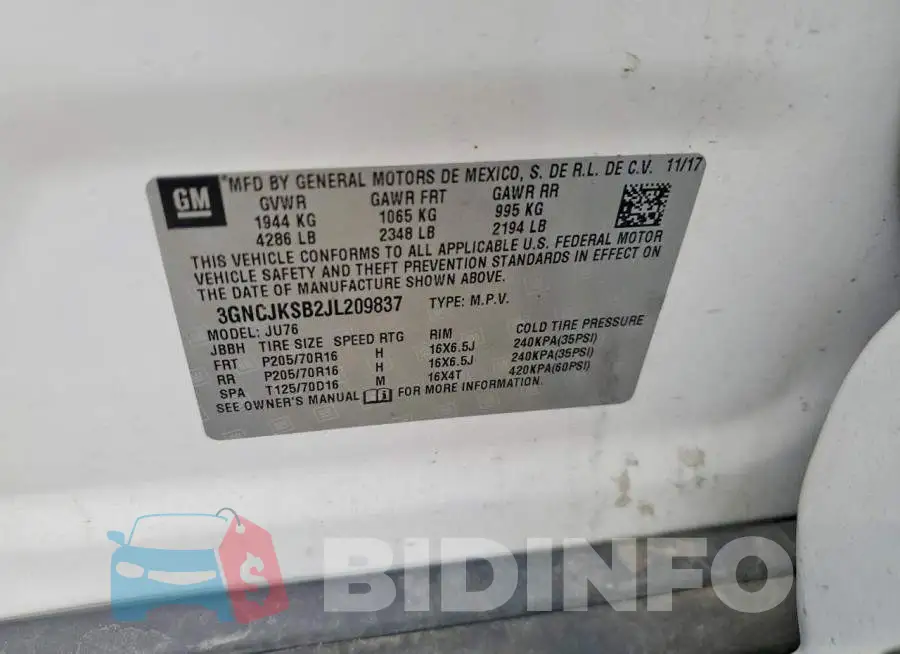 3GNCJKSB2JL209837 Photo# 12