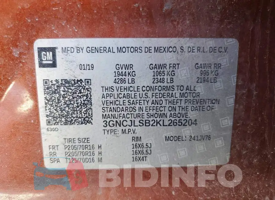 3GNCJLSB2KL265204 Photo# 13