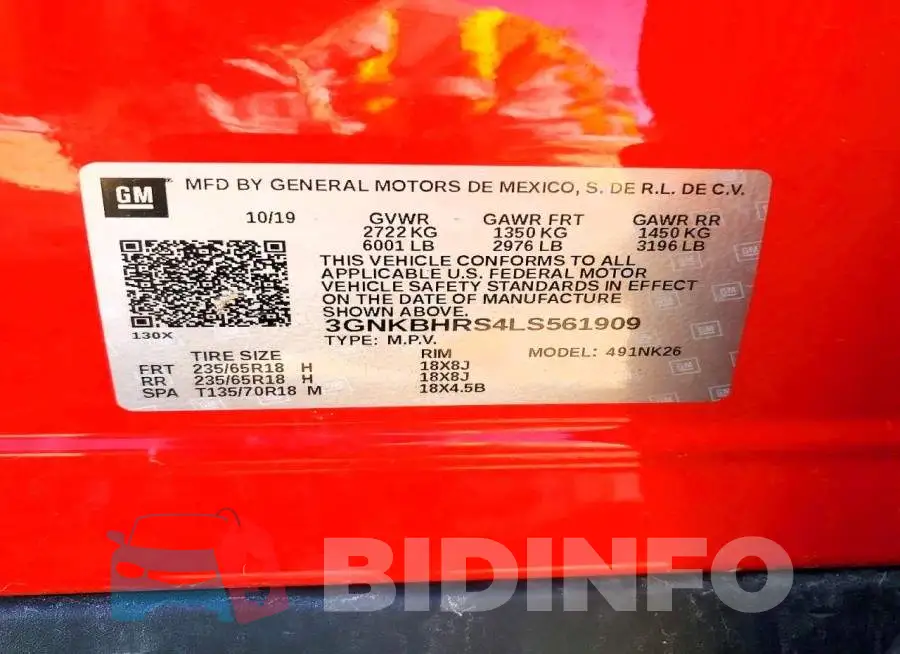 3GNKBHRS4LS561909 Photo# 12