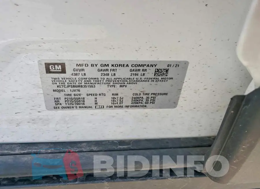 KL7CJPSB6MB351553 Photo# 13