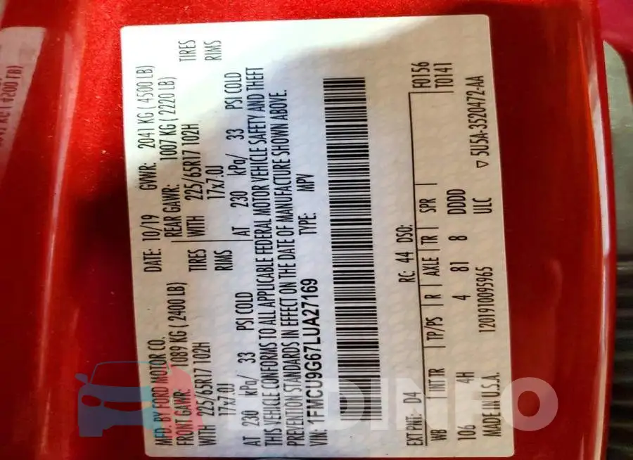 1FMCU9G67LUA27169 Photo# 13
