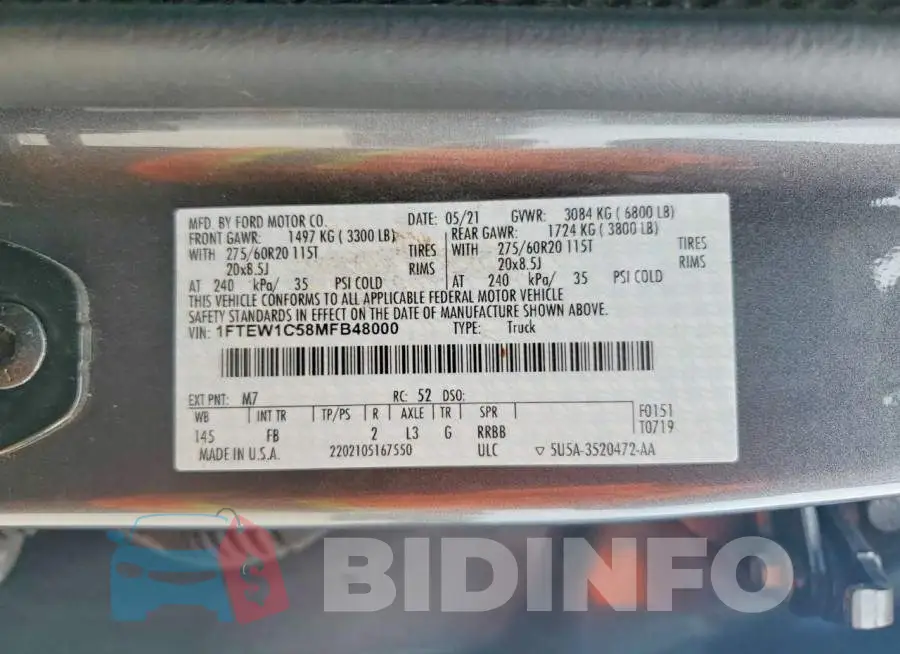 1FTEW1C58MFB48000 Photo# 13