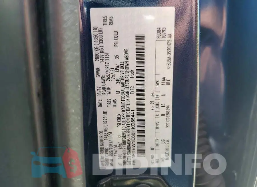 1FTEW1E80HKD85441 Photo# 13