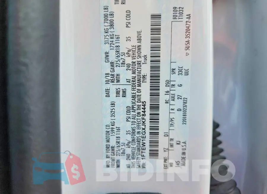 1FTEW1EGXJKF84445 Photo# 12