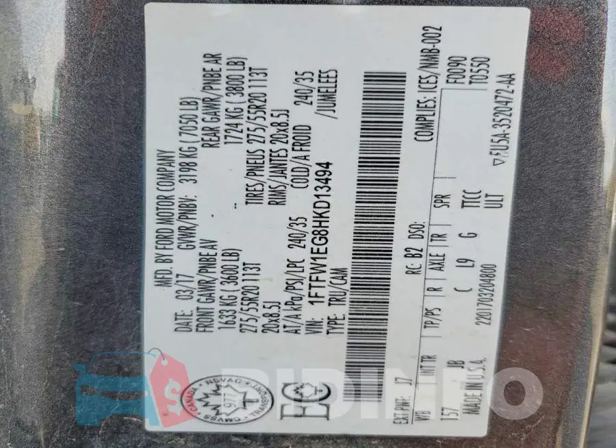 1FTFW1EG8HKD13494 Photo# 12