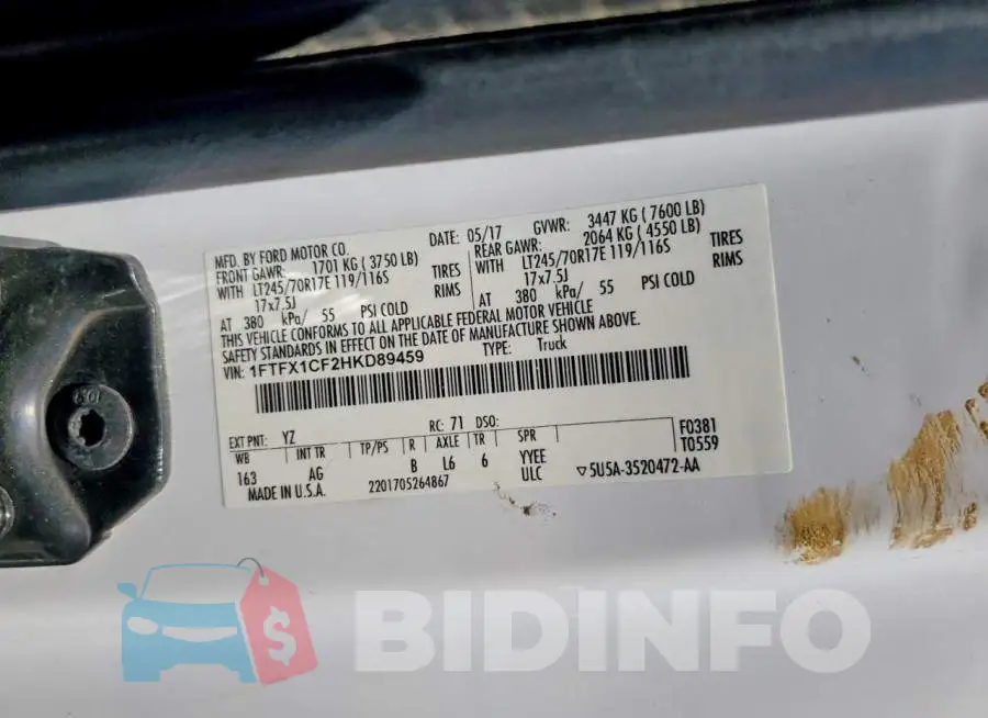 1FTFX1CF2HKD89459 Photo# 12
