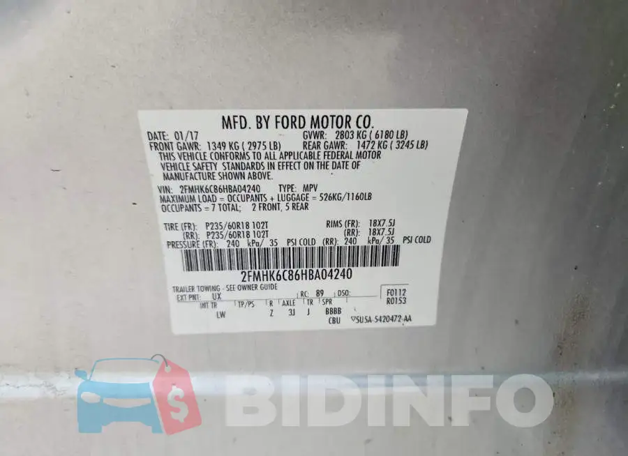 2FMHK6C86HBA04240 Photo# 13